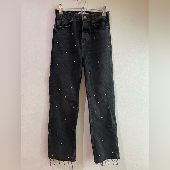Black Rhinestone Zara Jeans - Picture 1 of 4